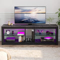Rustic Brown 42 Inch TV Stand with Glass Shelf M64015