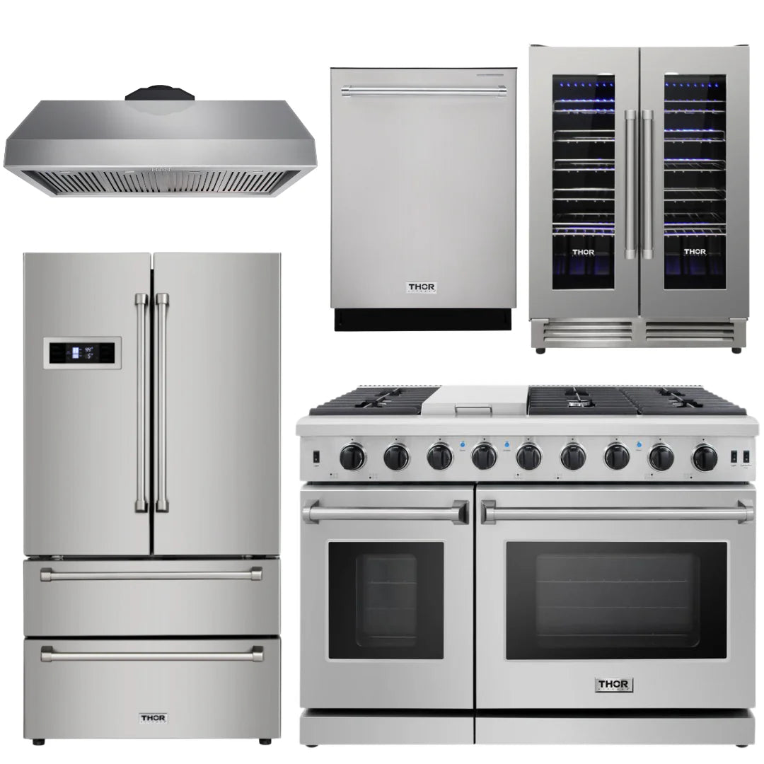 48 in. Natural Gas Range, Range Hood, Refrigerator, Dishwasher, Wine Cooler F2518