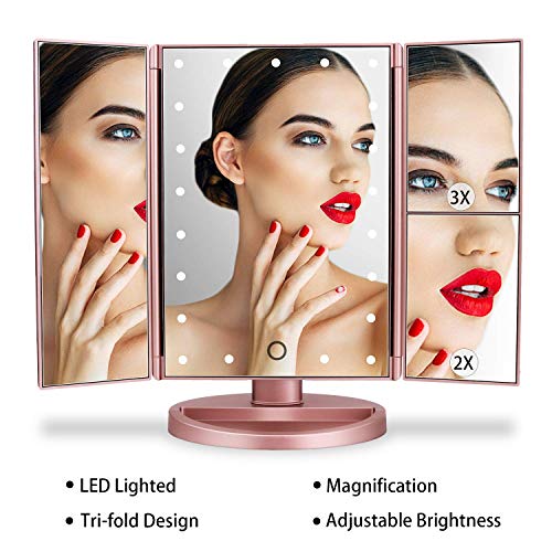 Tri-Fold Lighted Vanity Mirror with 21 LED Lights X2204