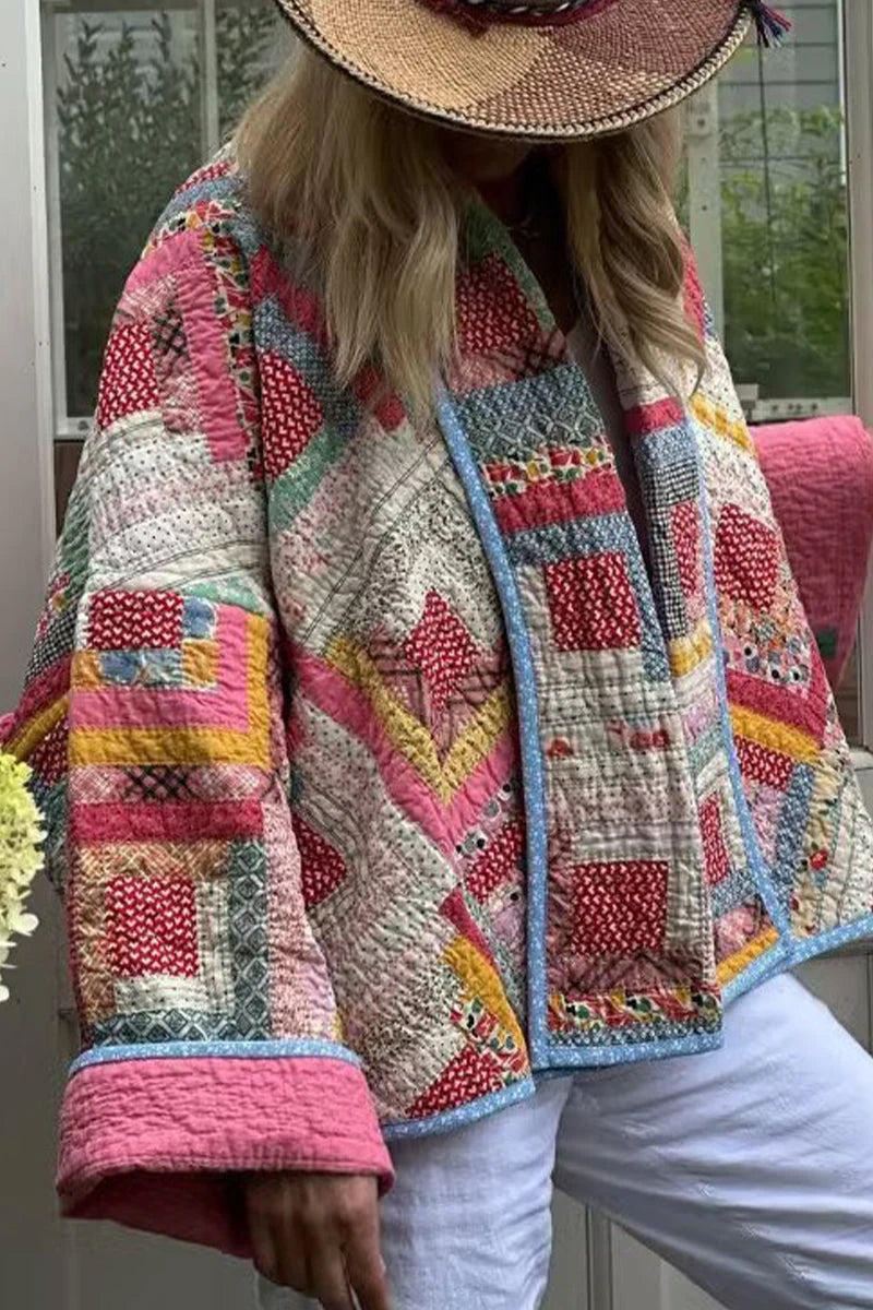 Vintage Geometric Printing Scarf Collar Outerwear G31093