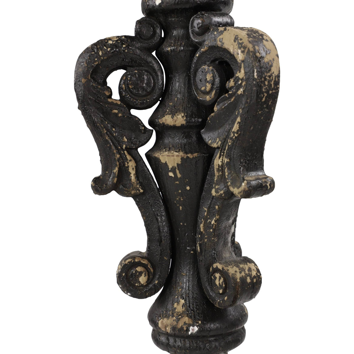 Large Black Carved Wood Candle Holders Set of 2 D4226