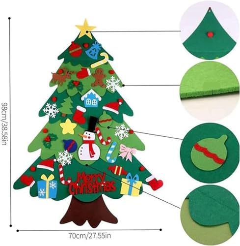 Felt Christmas Tree with 32 Ornaments and Lights M5296