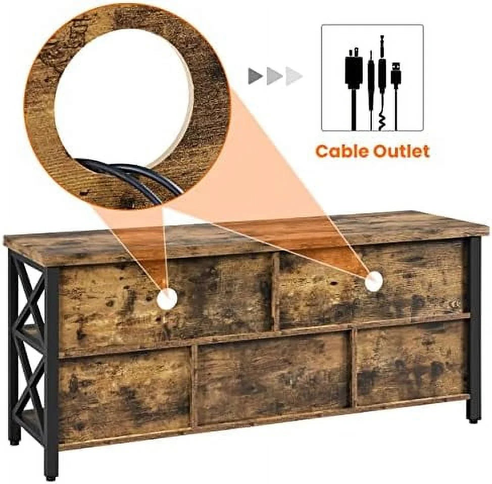 Industrial Wood and Metal TV Stand with Cabinet X371389