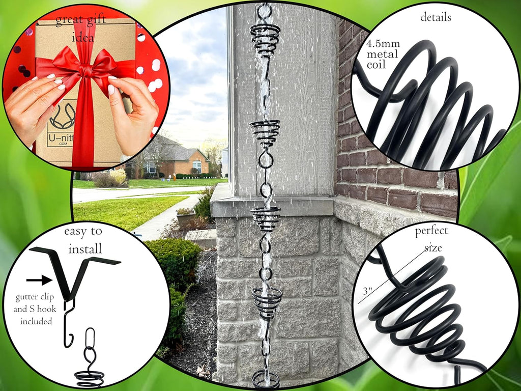 Black Metal 8.5 FT Rain Chain D810739