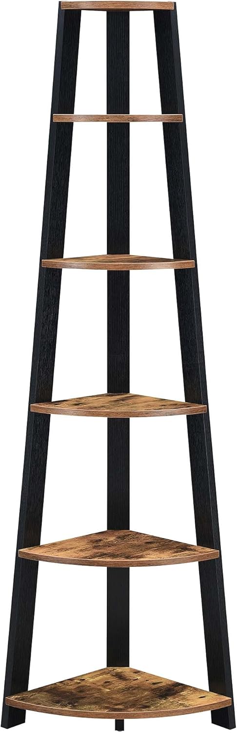 White 5 Tier Corner Bookcase S2995