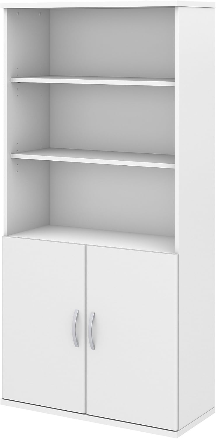 Storm Gray 5 Shelf Bookcase with Doors V573744