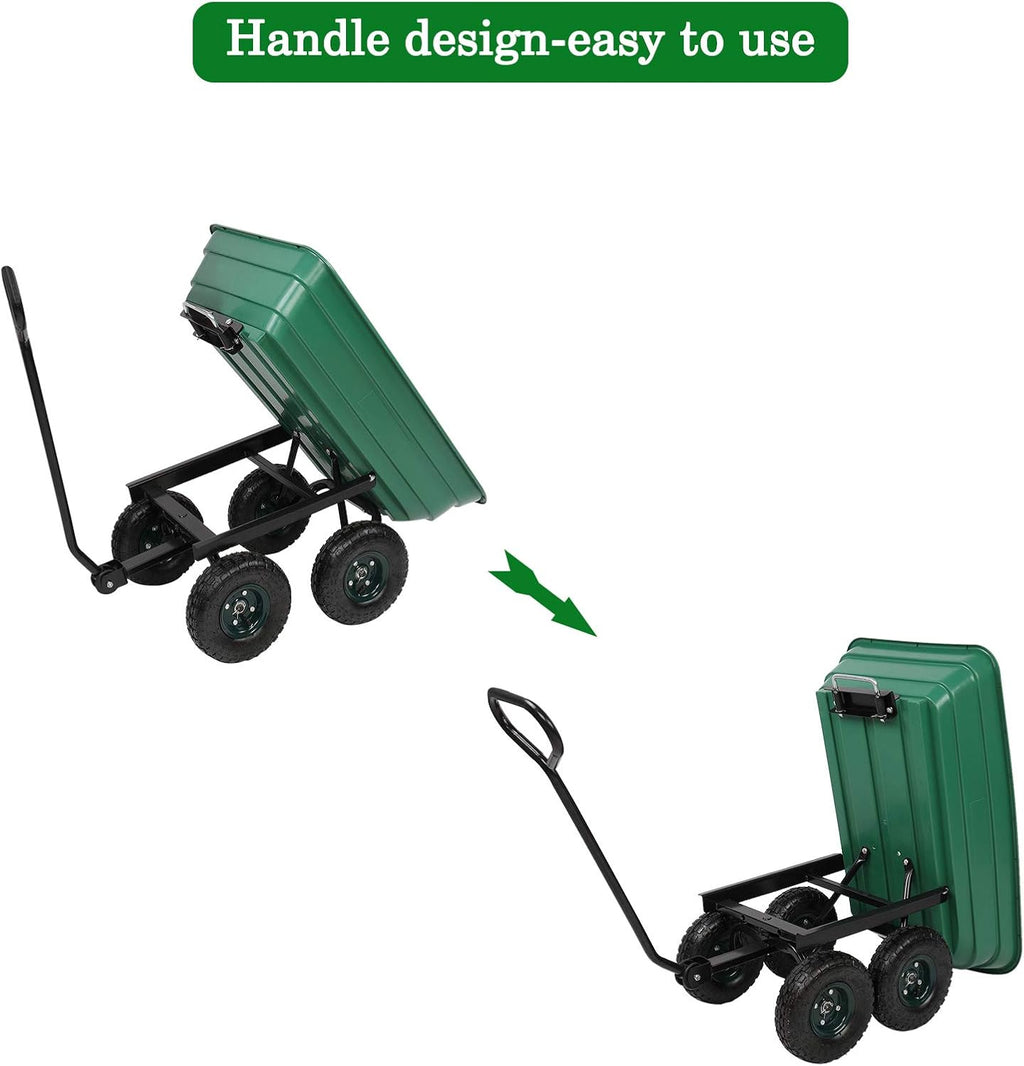 Heavy-Duty Wagon Garden Dump Cart with 10" Big Wheel, 550-Pound Capacity R610956