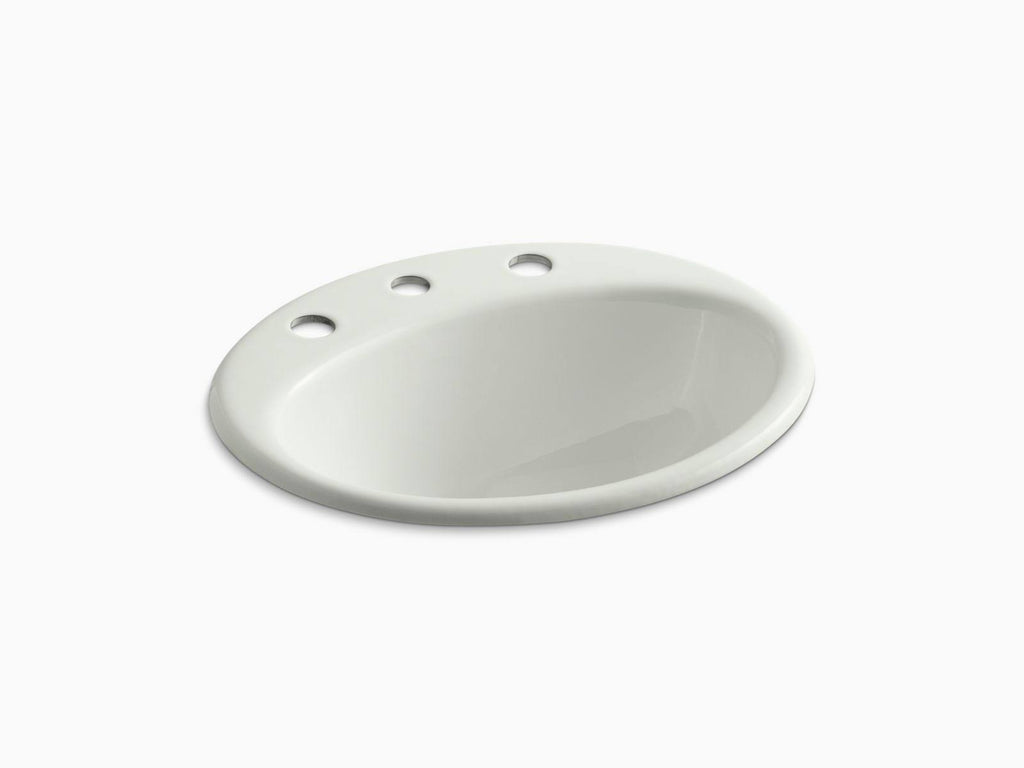 Farmington Drop-In Bathroom Sink with 8 In. Widespread Faucet Holes, Dune N468