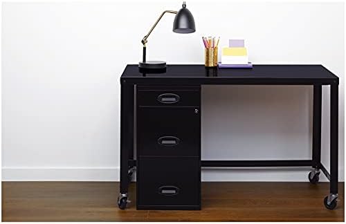 3 Drawer Metal File Cabinet with Pencil Drawer Black D862