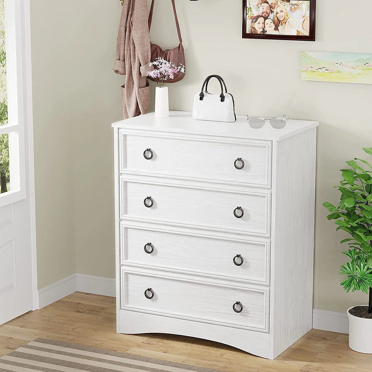 4 Drawer Gray Wood Dresser D225