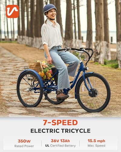 24 & 26 inch 350W 7 Speed Electric Tricycle E663
