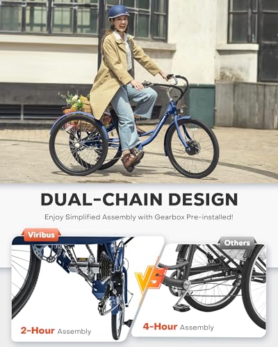 24 & 26 inch 350W 7 Speed Electric Tricycle E663