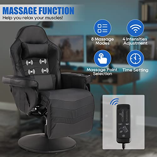 Blue PU Leather Gaming Recliner Chair with Massage T266