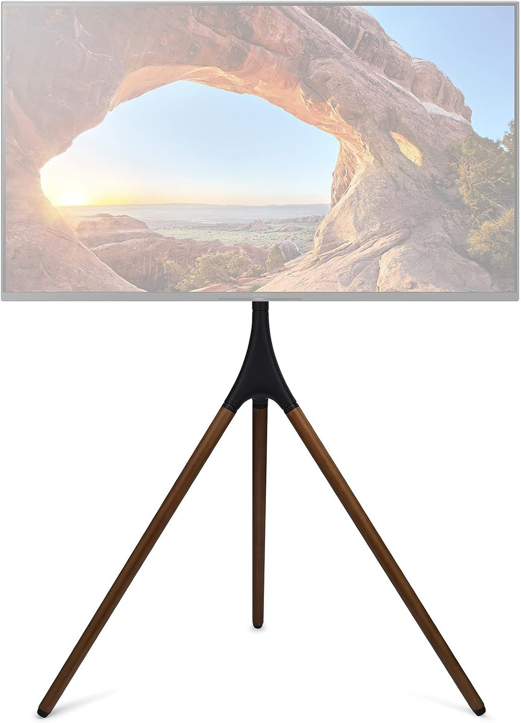 Matte Black & Walnut TV Floor Stand with Swivel H8529