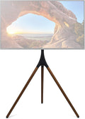 Matte Black & Walnut TV Floor Stand with Swivel H8529