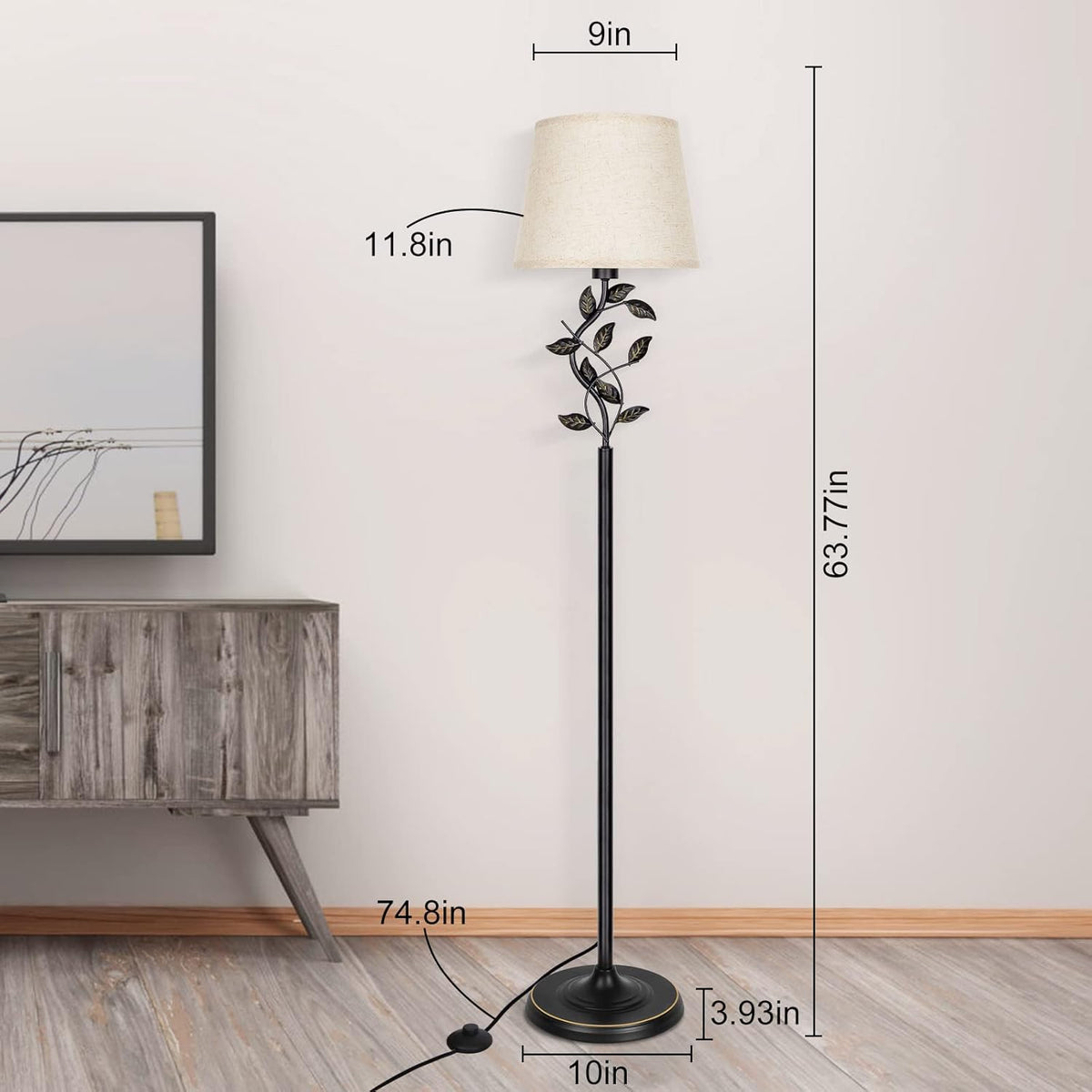 Fully Dimmable LED Floor Lamp with Delicate Leaves, 8W Bulb Included X287293