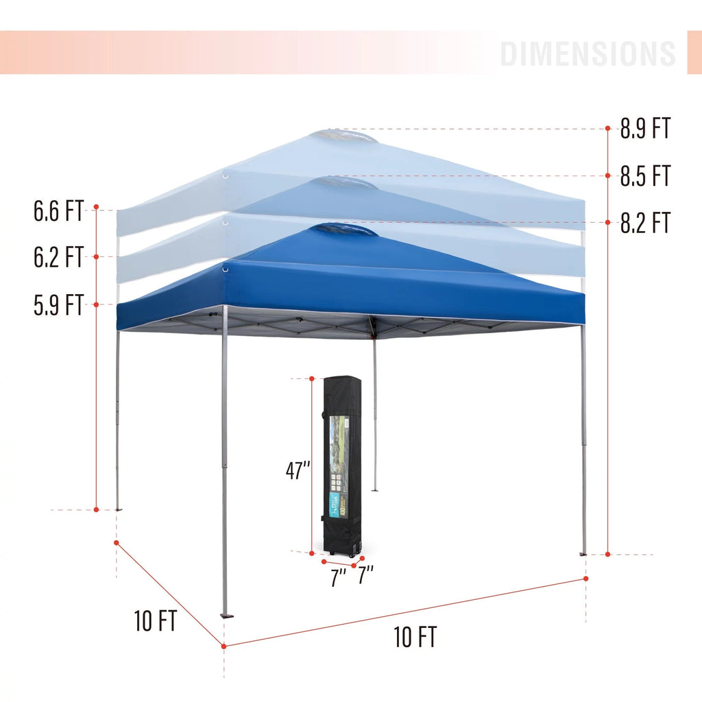 10' x 10' Blue Pop Up Canopy Tent with Wheeled Bag F8756