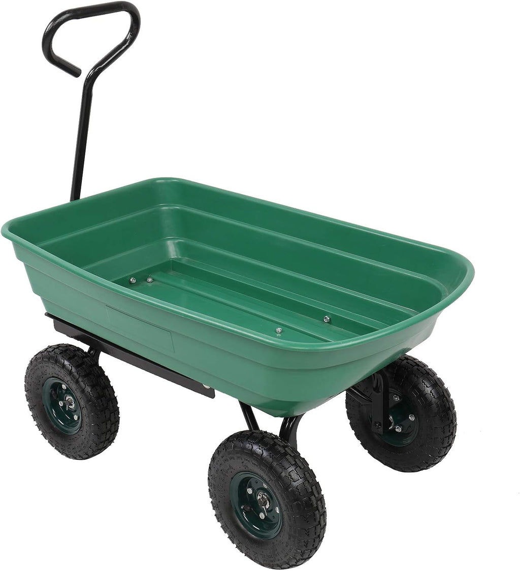 Heavy-Duty Wagon Garden Dump Cart with 10" Big Wheel, 550-Pound Capacity R610956