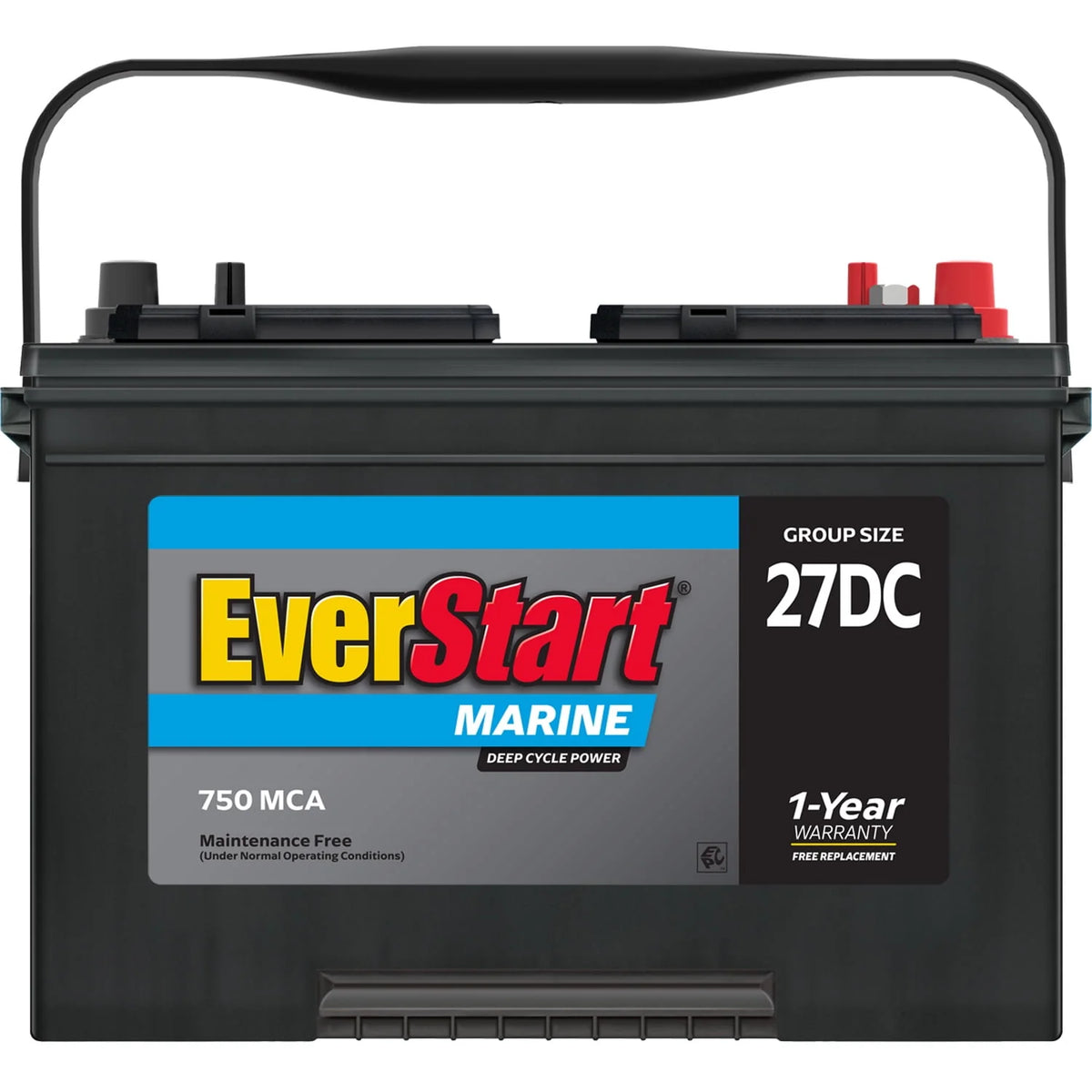 Lead Acid Marine & RV Deep Cycle Battery Group Size 27DC 12 Volt 740 MCA X386