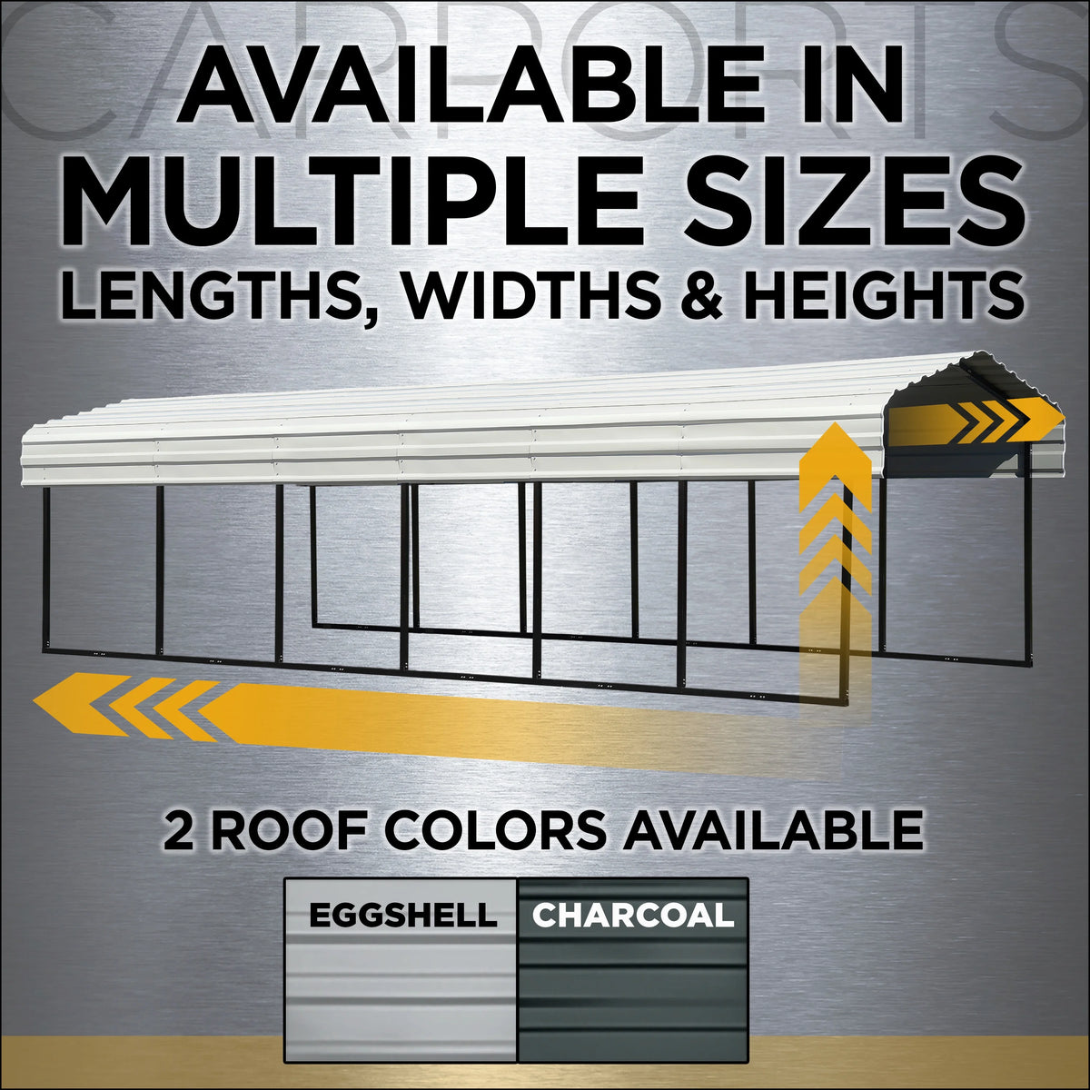 Galvanized Steel Carport Kit, 12' x 20' x 9', Charcoal Q9496