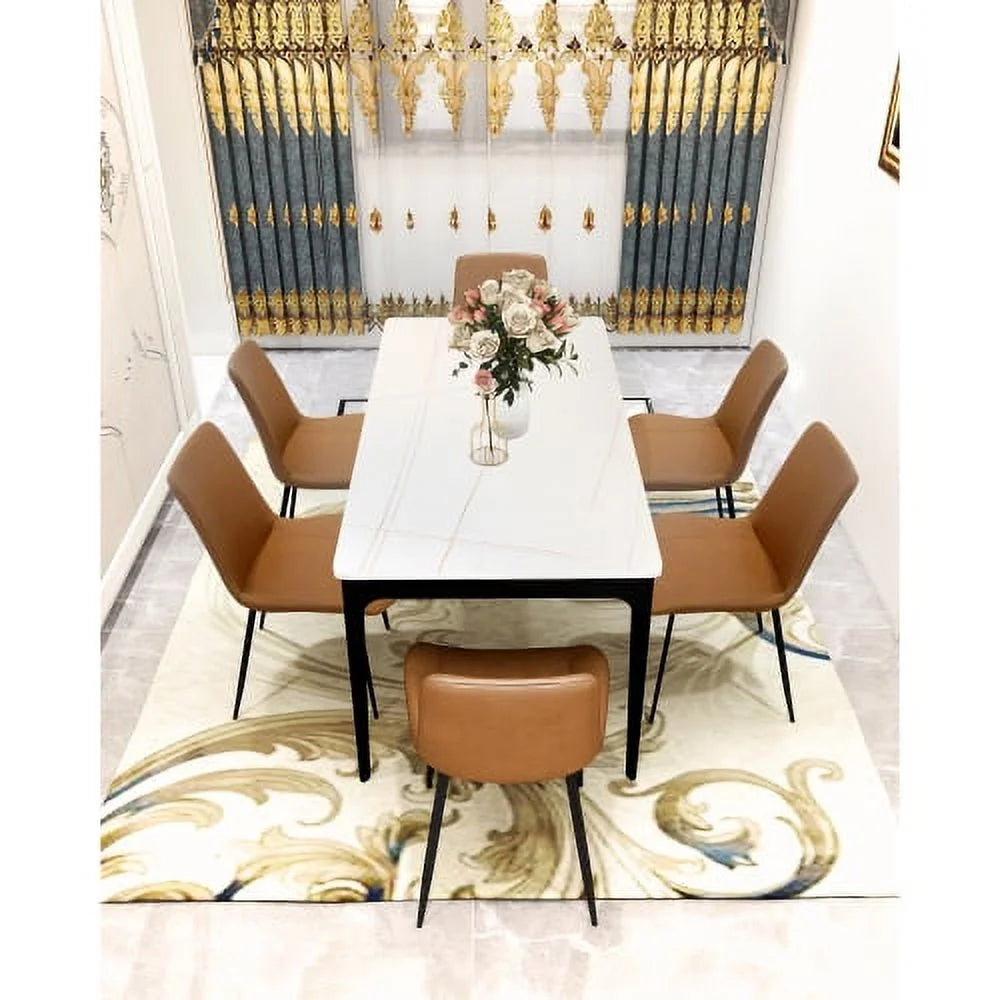 White Sintered Stone Dining Table 63 inch A8493