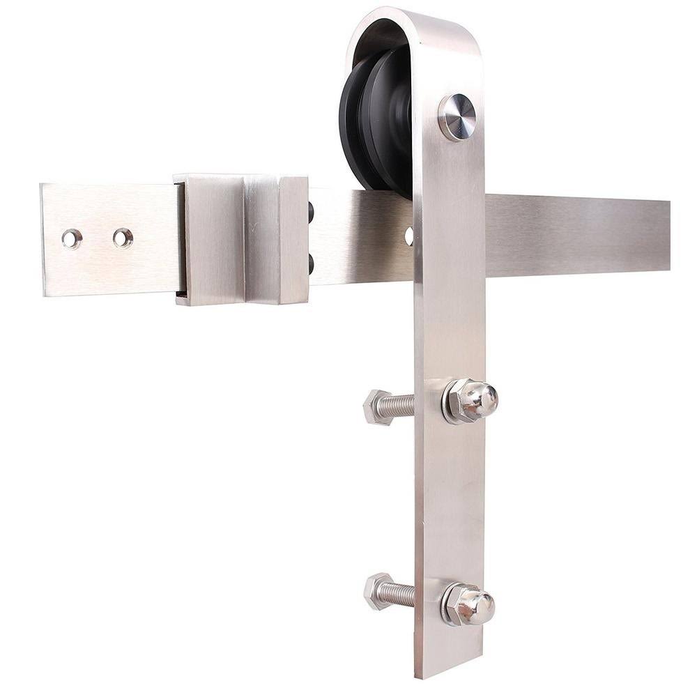 Gray Knotty Pine Wood Interior Sliding Barn Door with Hardware Kit W7089
