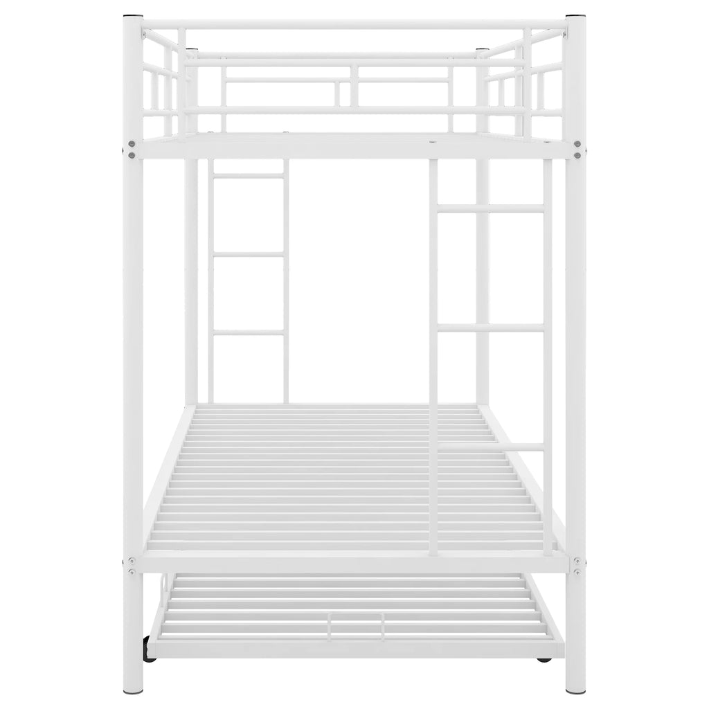 White Metal Twin over Twin Bunk Bed with Trundle G658