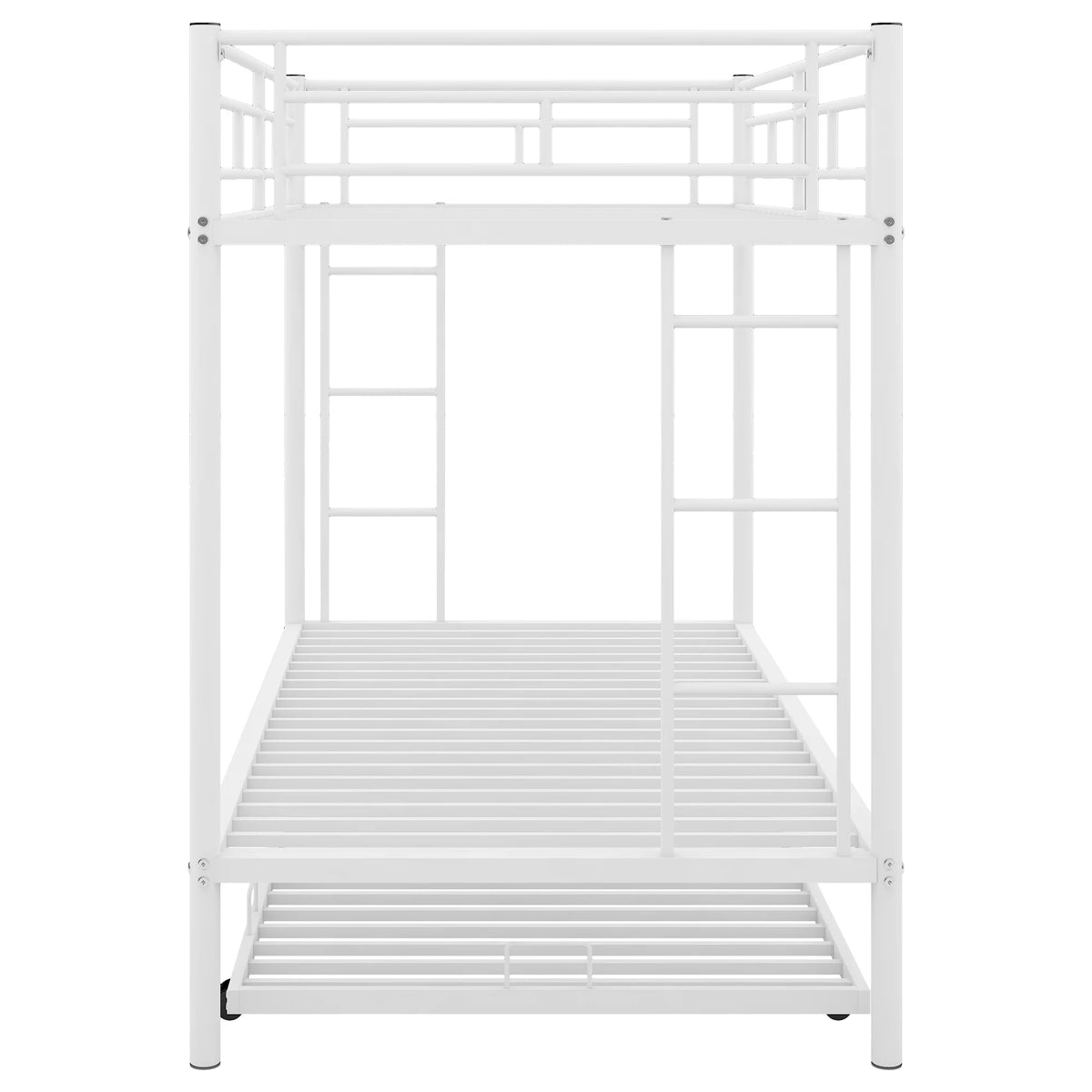 White Metal Twin over Twin Bunk Bed with Trundle G658