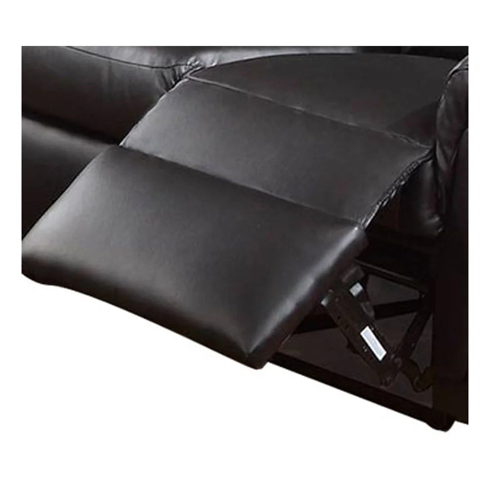 Black 3 Seats Bonded Leather Manual Reclining Sofa L4074