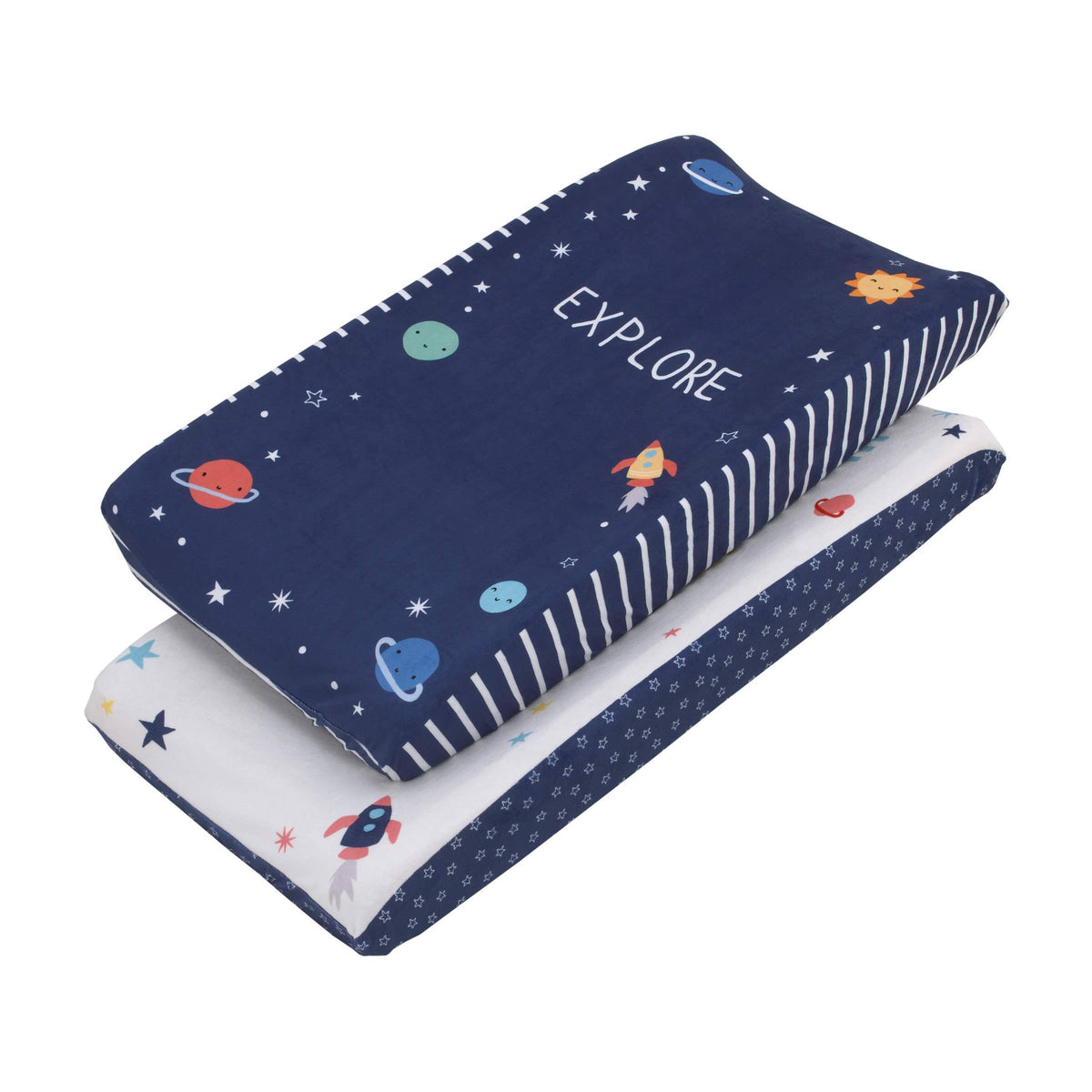 Navy and Multi Color Cosmic 2 Pack Changing Pad Covers Z97641