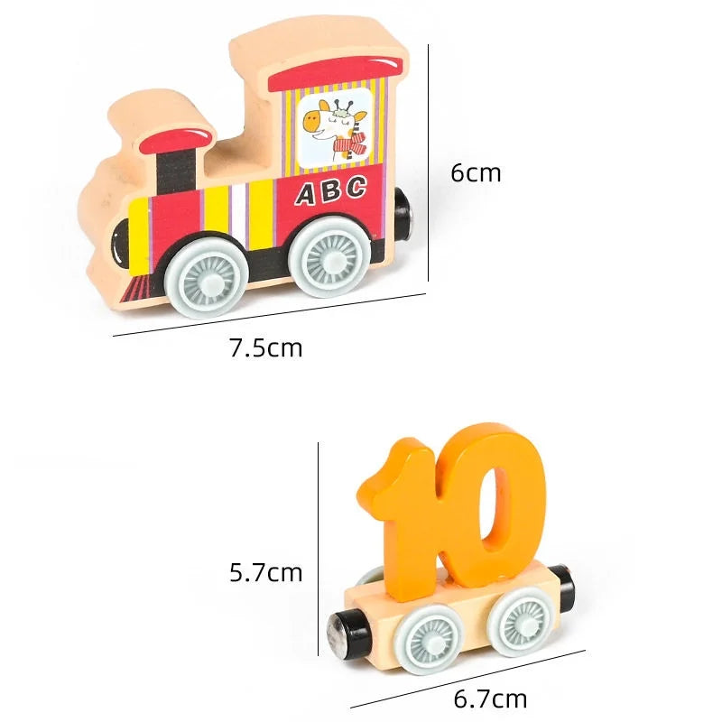 Wooden Magnetic Train Building Blocks Puzzle Toys T6271