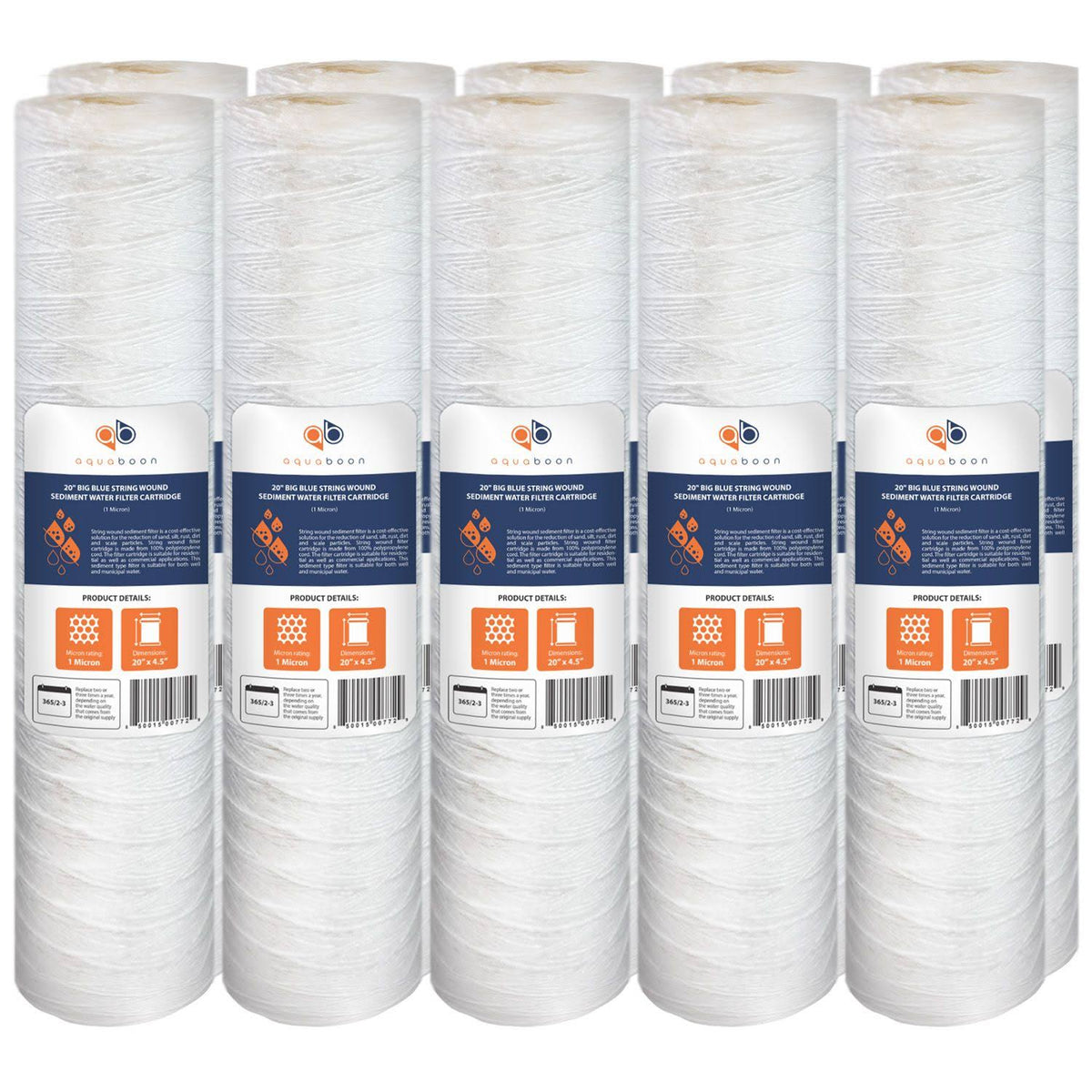 10 Pack 1 Micron Whole House Sediment Water Filter Cartridge F567