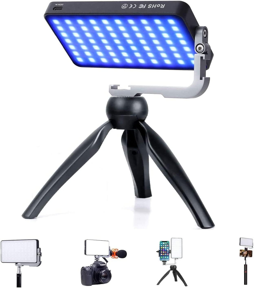 Pocket RGB Camera Light with Aluminum Alloy Body, Adjustable Tripod Stand, Pack of 2 T72541