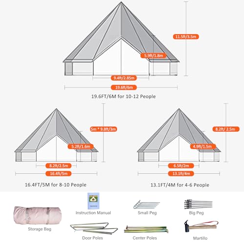 4 Seasons Canvas Bell Tent with 2 Stove Jack H90736
