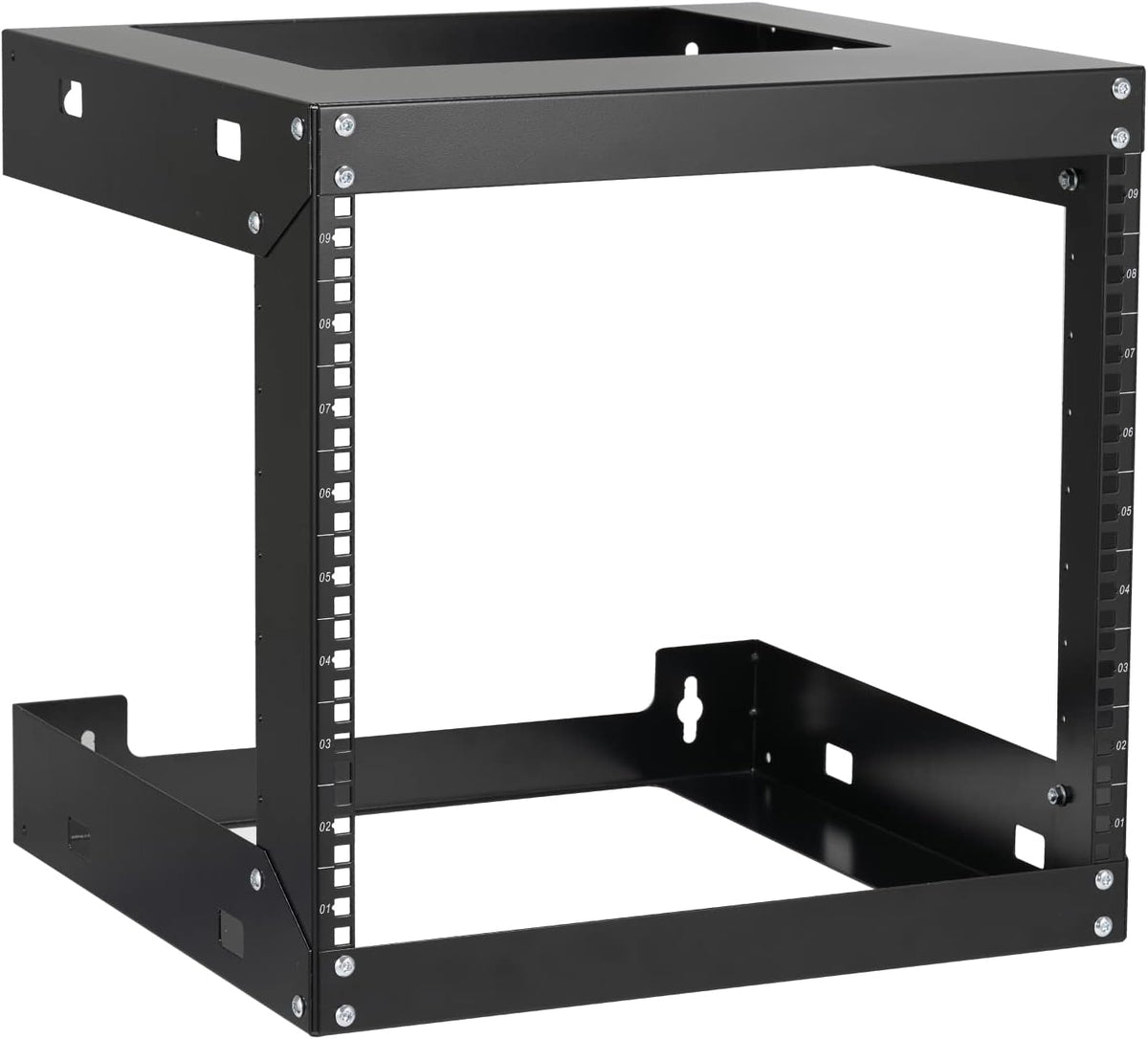 19 Inch 2 Post Black Open Frame Wall Mount Rack Q9156