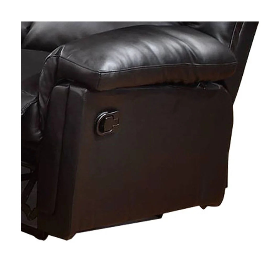 Black 3 Seats Bonded Leather Manual Reclining Sofa L4074
