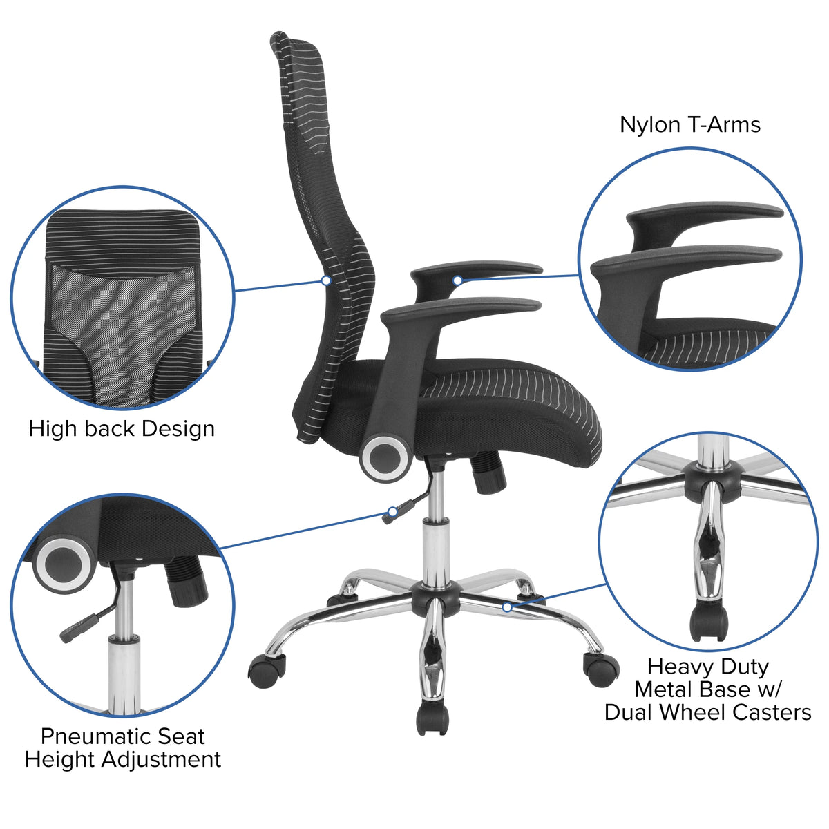Black and White Mesh Office Chair S676608