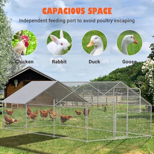 Large Walk in Metal Chicken Coop for 10 Chickens J689737