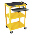 Adjustable Steel Utility Cart with Keyboard Shelf Yellow J526