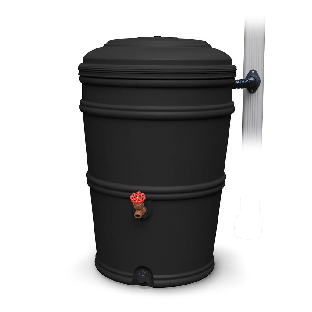 45 gal. Recycled Black Rain Barrel with Diverter System V485955