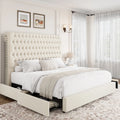 Queen Size Upholstered Storage Bed with Tall Headboard and Drawers C147727