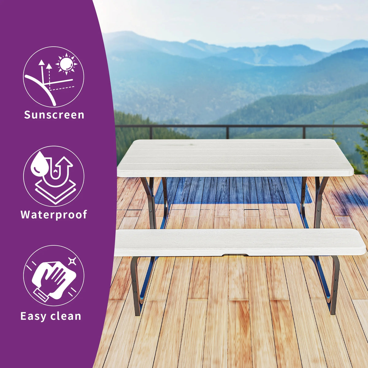 6 ft Picnic Table Bench Set with Umbrella Hole N2816