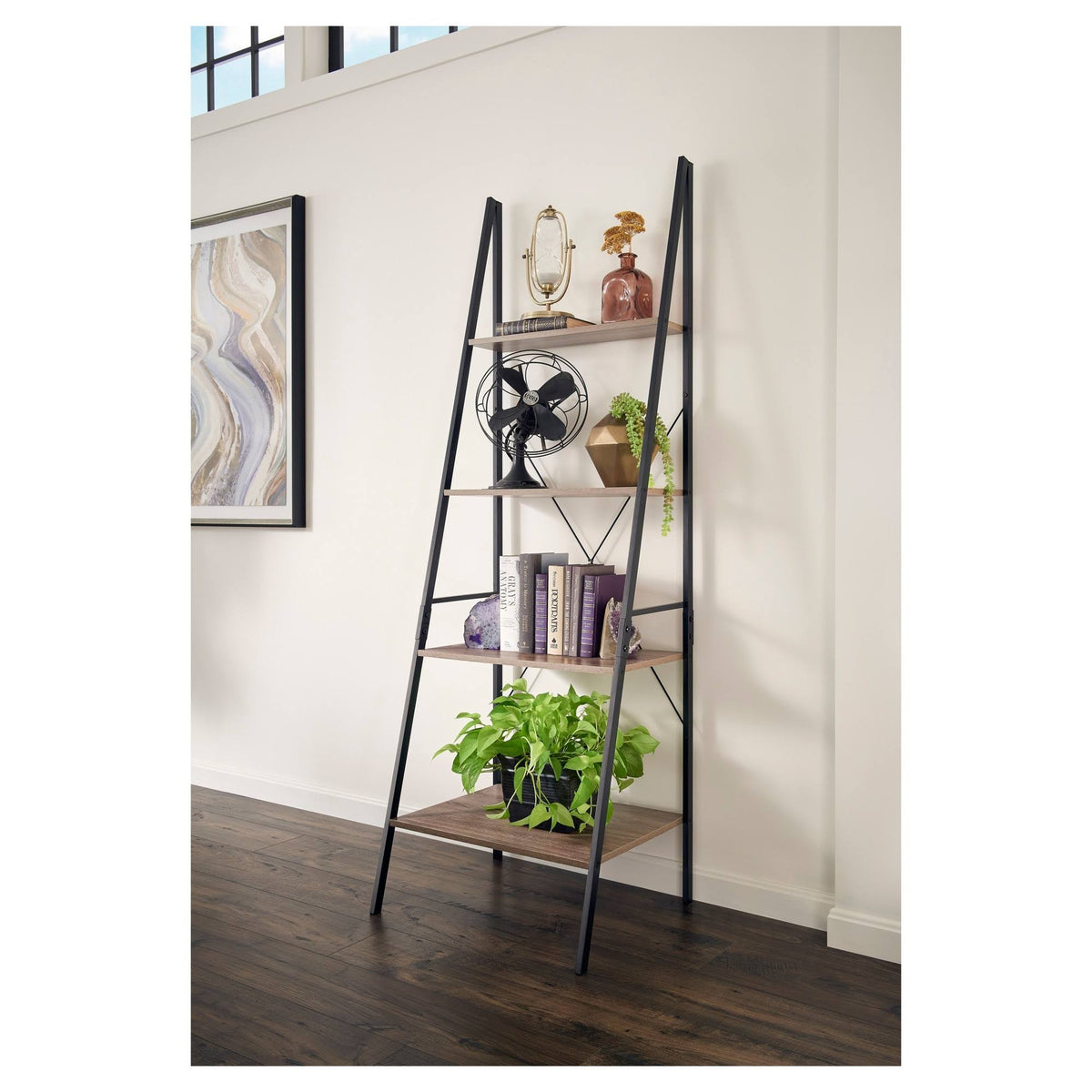 Natural Gray 4-Tier Bookcase E302
