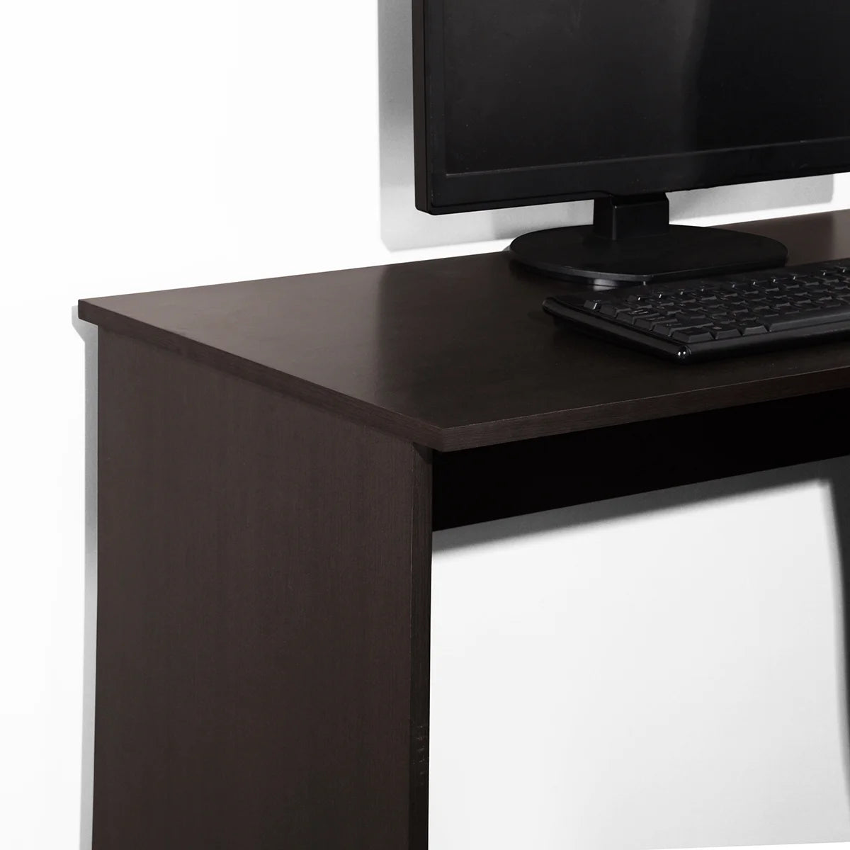 Brown L-Shaped Corner Desk with 2 Shelves A7162