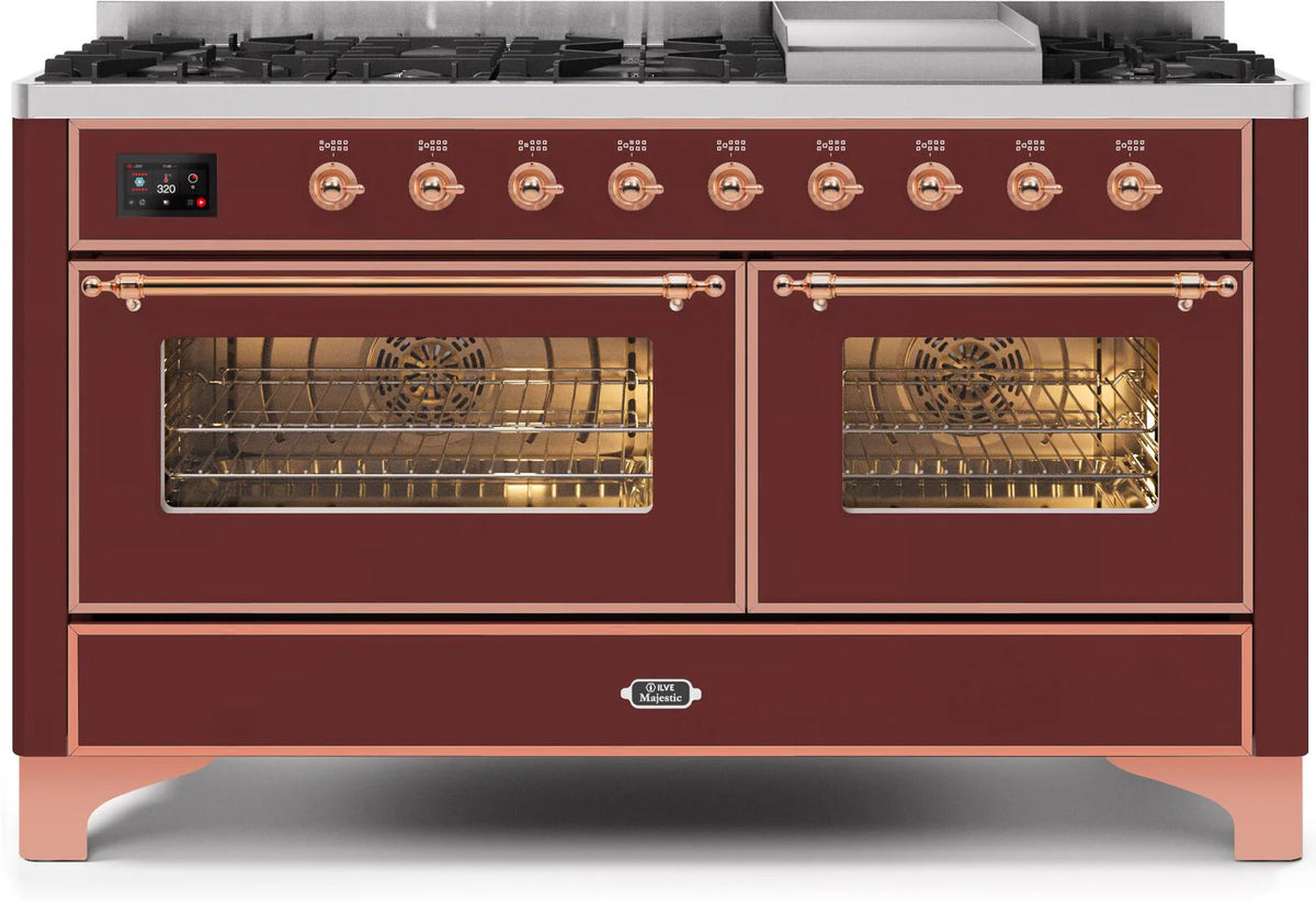 60 Dual Fuel Propane Gas Range Burgundy Copper Trim L89512