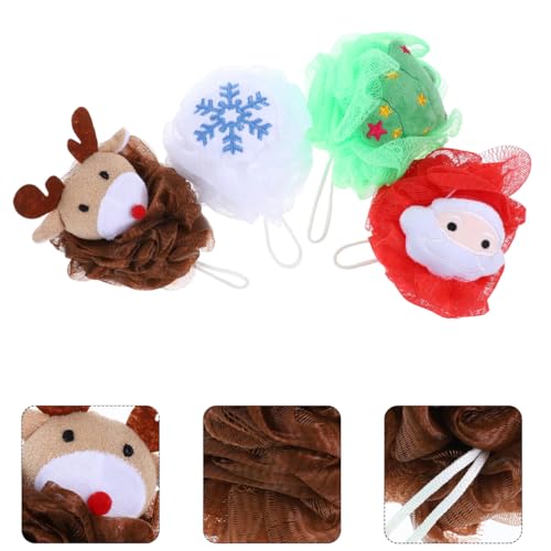 4 Pcs Christmas Exfoliating Loofah Bath Balls V60361