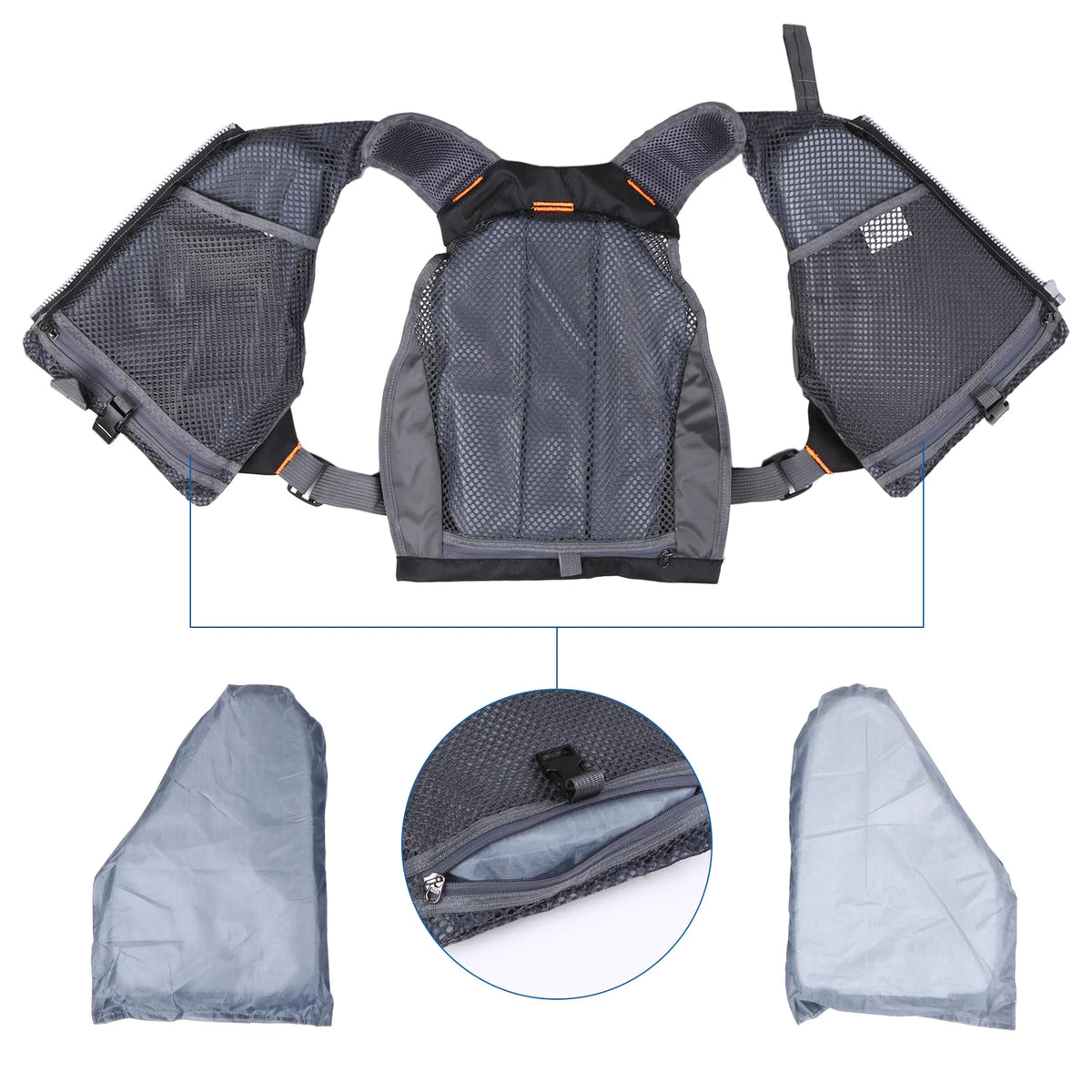 Outdoor Breathable Padded Fishing Life Jacket Swimming Sailing Waistcoat Utility Vest Floatation Device T154882