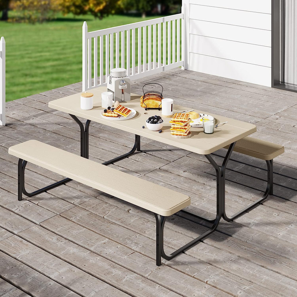 6 ft Picnic Table Bench Set with Umbrella Hole N2816