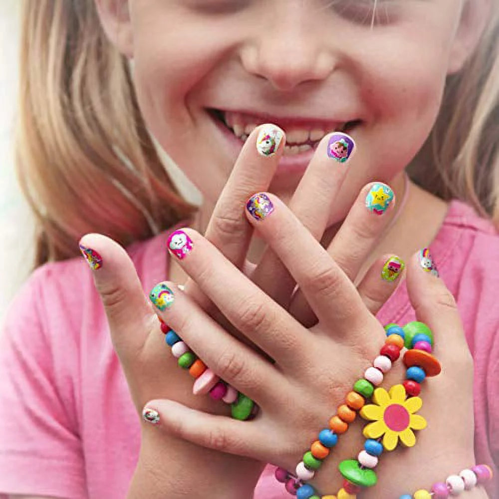 80PCS Scented Nail Polish, Pink and Blue Glitter, Unicorn Nail Stickers, Nail File, Non-Toxic Nail Art Kit B293