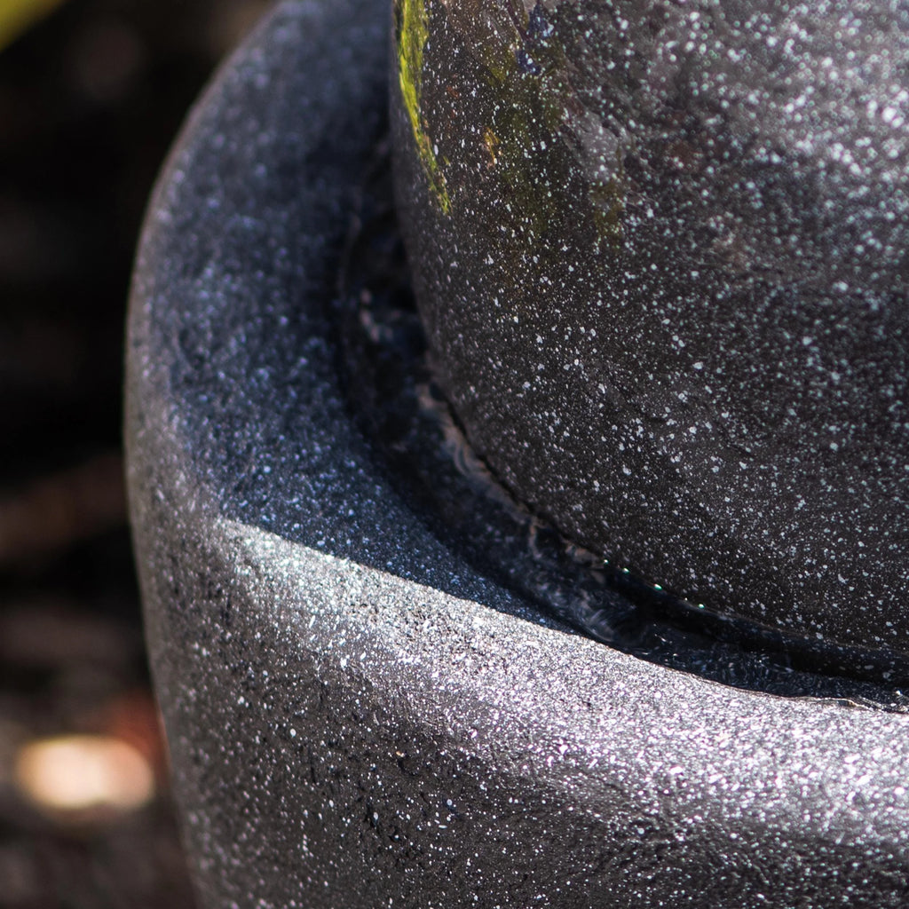 25.98"W Round Stone Indoor/Outdoor Water Fountain with LED Lights, Gray O416